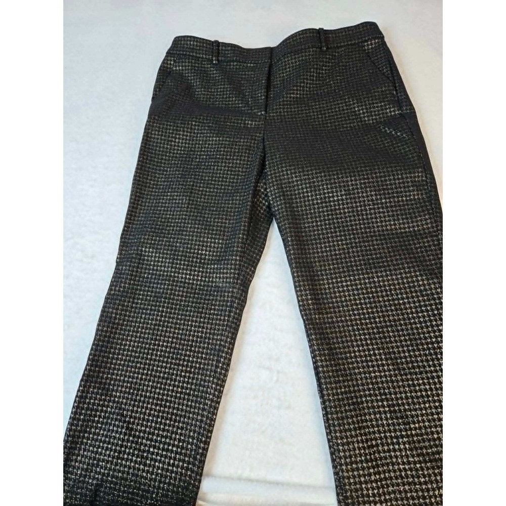 Loft The Riviera Slim Pants size 14 Black Gold Metallic Houndstooth Ankle 764795